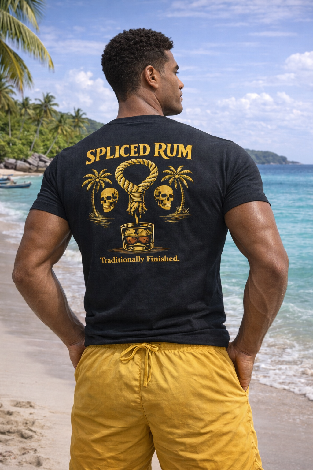 Spliced Rum Black T -Shirt