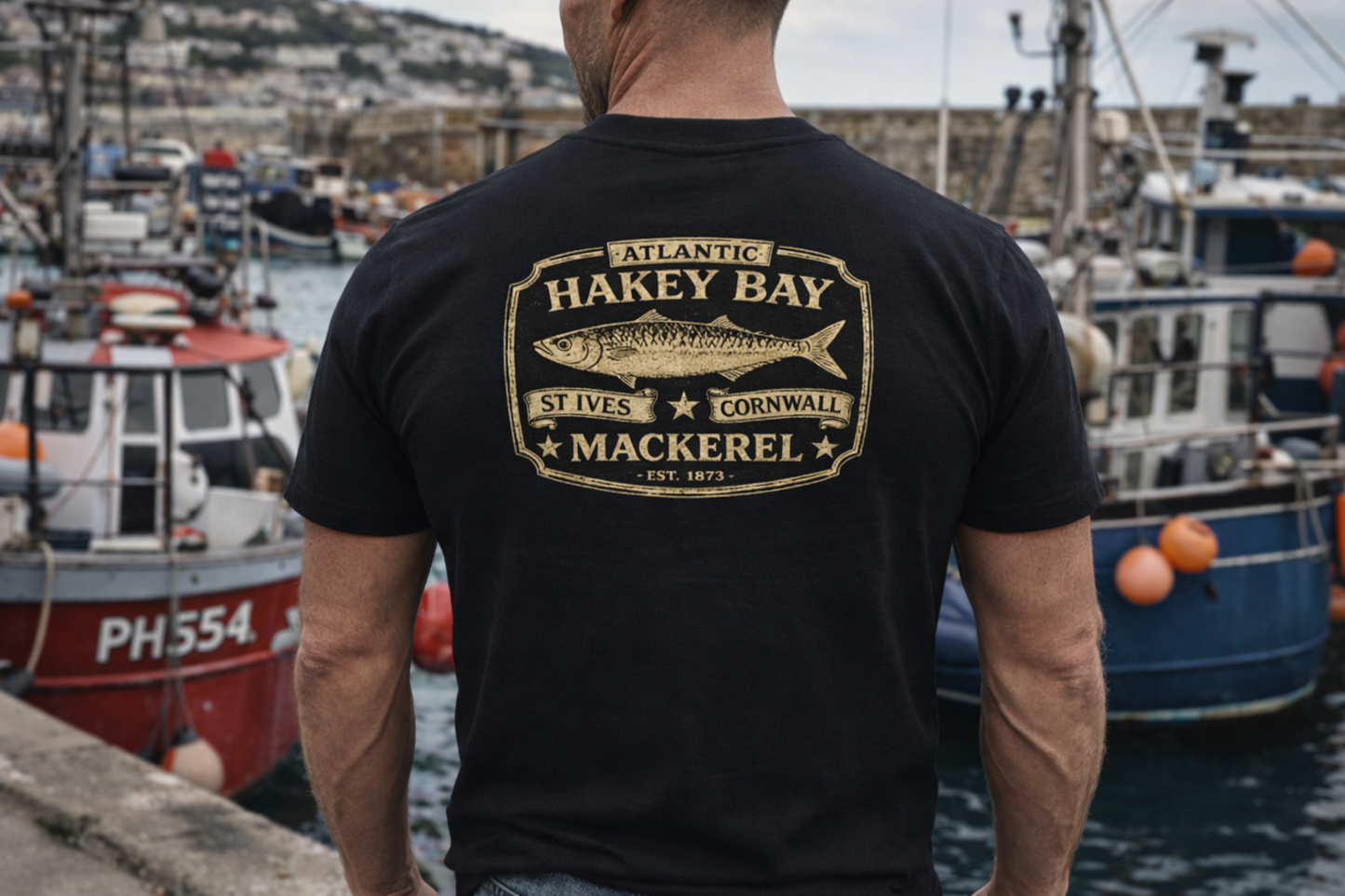 Hakey Bay 'Mackerel' Black T Shirt
