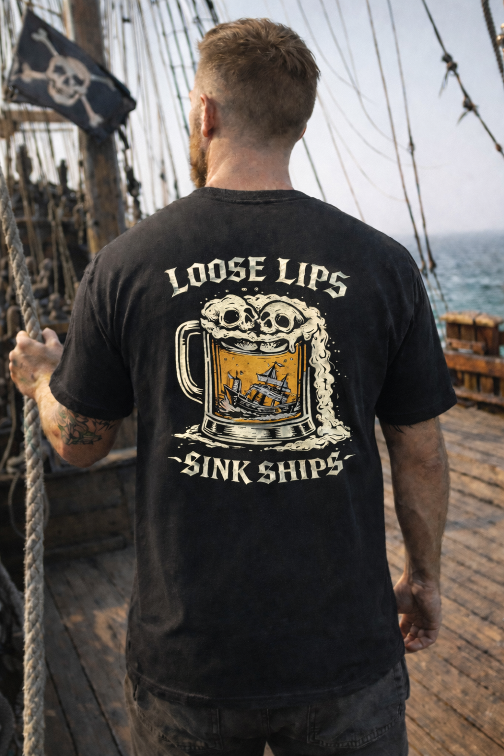 Loose Lips Sink Ships Black T-Shirt