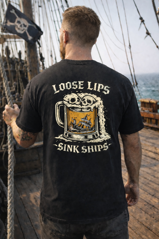 Loose Lips Sink Ships Black T-Shirt